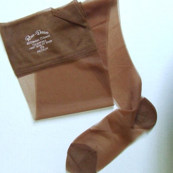 Rose Dawn stockings vintage unused beige thigh high NWOT nylons pantyhose new - Picture 4 of 7